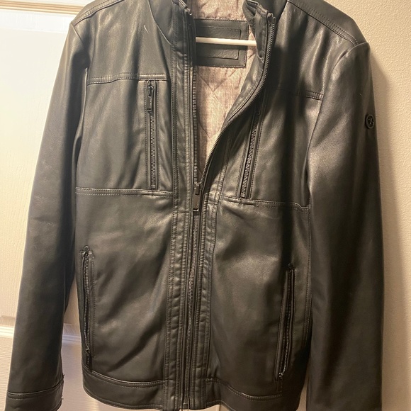 Calvin Klein Black Leather Jacket - Picture 1 of 2